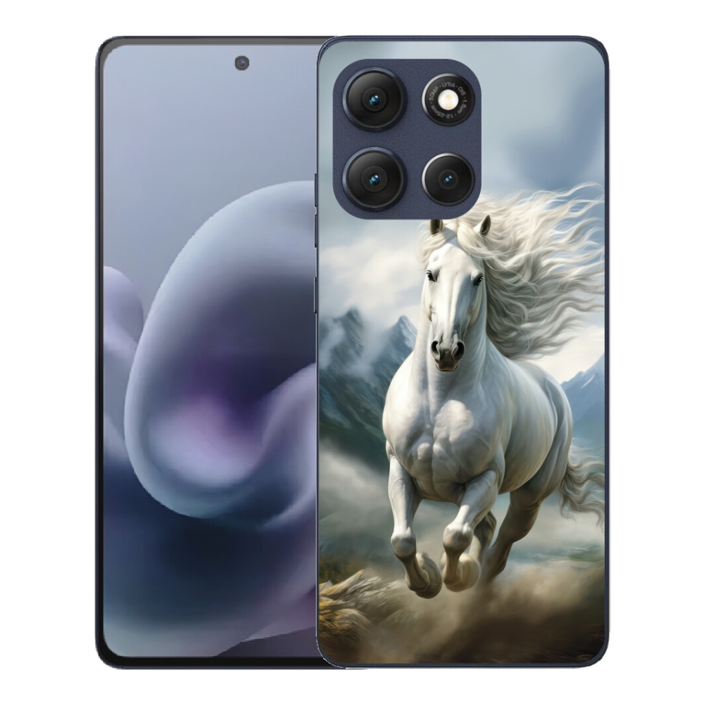 Gélový obal mmCase pre Motorola Moto G86 5G – bežiaci biely kôň 3