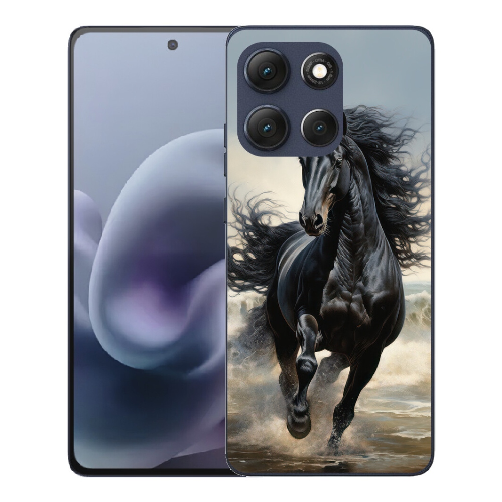 Gélový obal mmCase pre Motorola Moto G86 5G – bežiaci čierny kôň