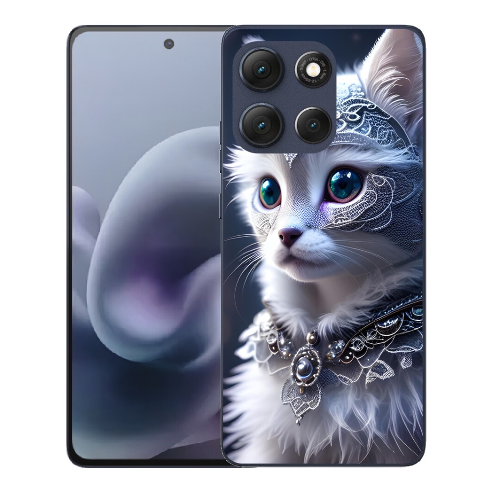 Gélový obal mmCase pre Motorola Moto G86 5G – biela mačka