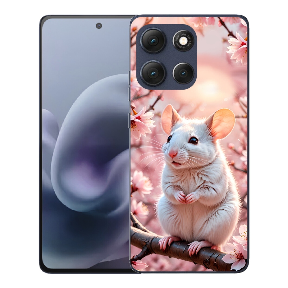 Gélový obal mmCase pre Motorola Moto G86 5G – biela myš na konáriku
