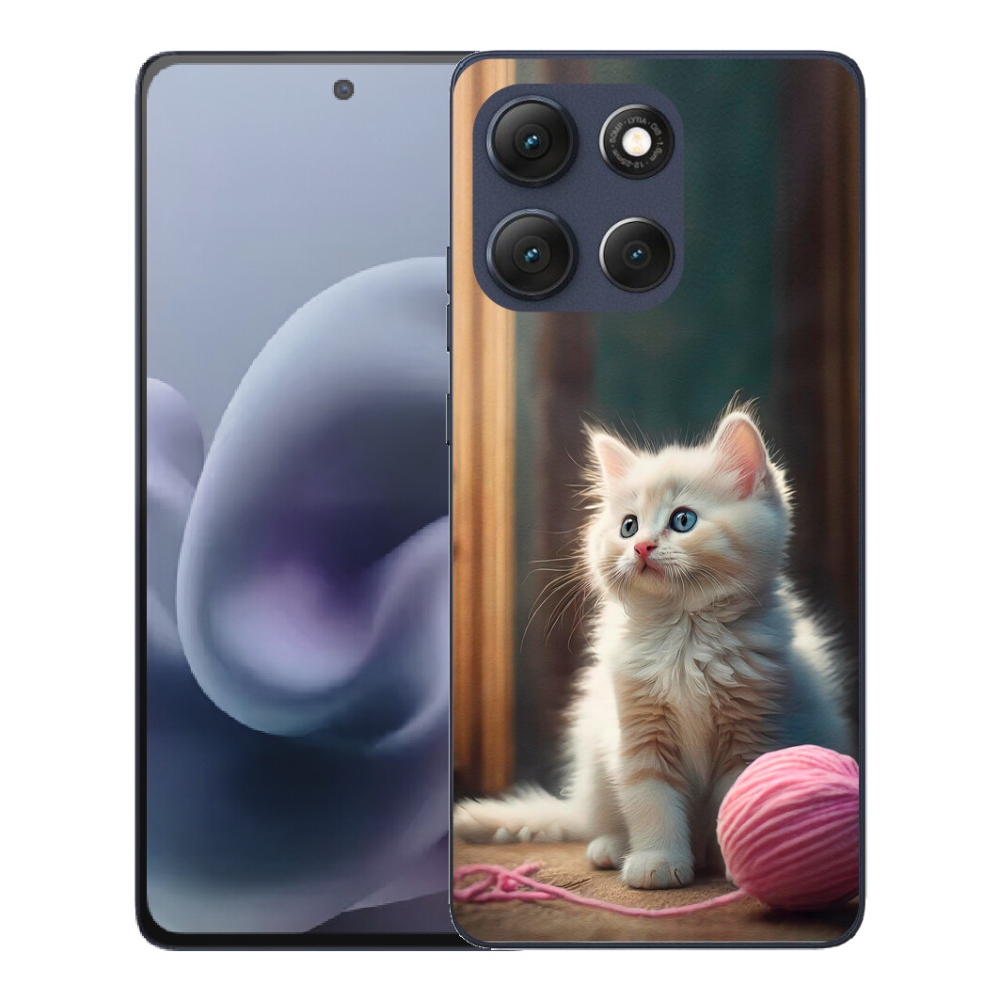 Gélový obal mmCase pre Motorola Moto G86 5G – biele mačiatko 2