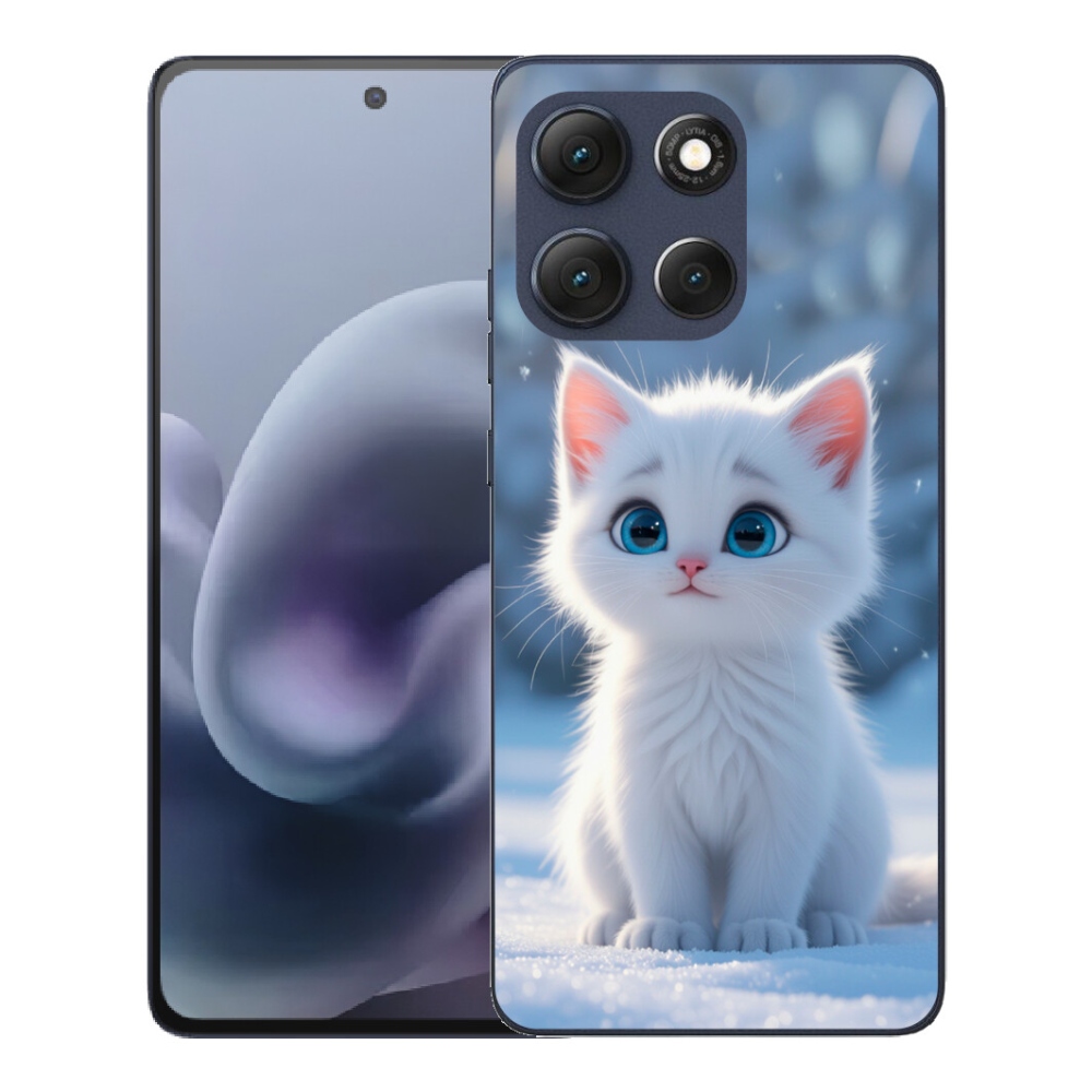 Gélový obal mmCase pre Motorola Moto G86 5G – biele mačiatko 3