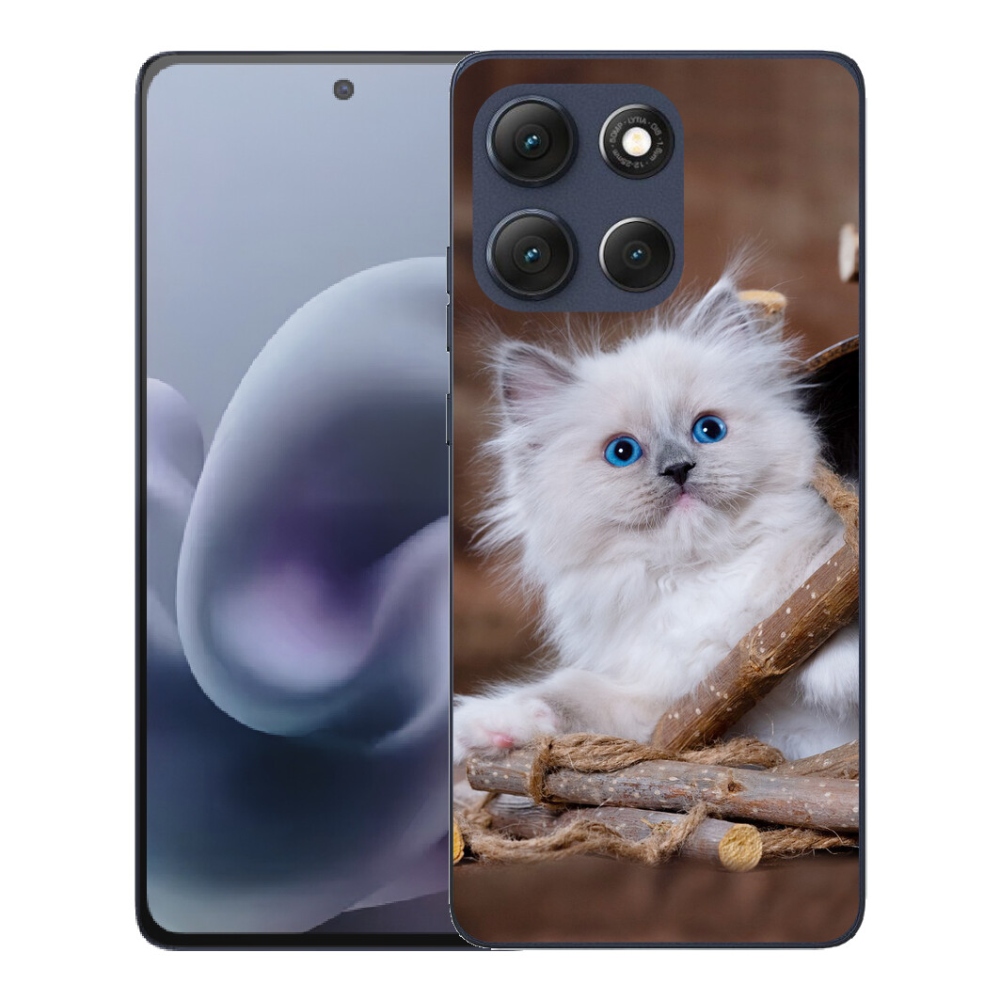 Gélový obal mmCase pre Motorola Moto G86 5G – biele mačiatko