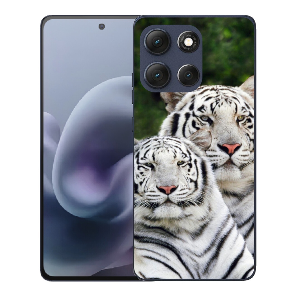 Gélový obal mmCase pre Motorola Moto G86 5G – biele tigre