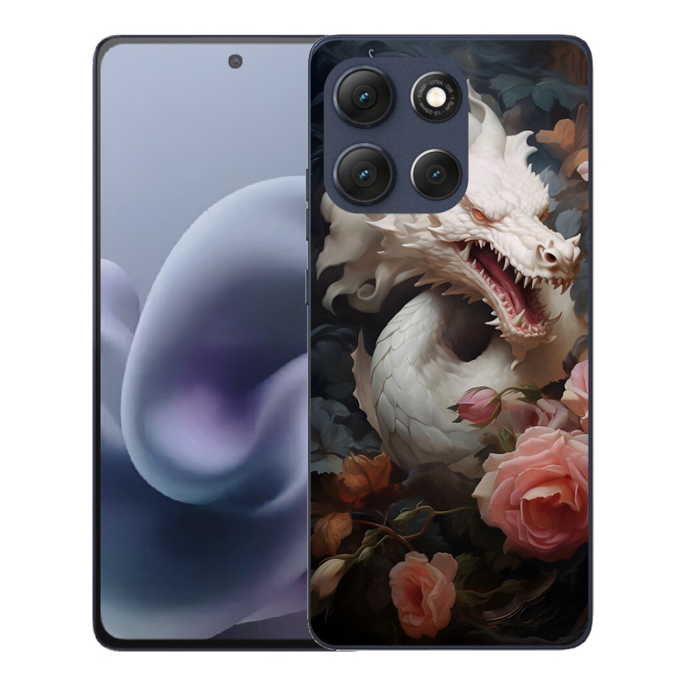 Gélový obal mmCase pre Motorola Moto G86 5G – biely drak