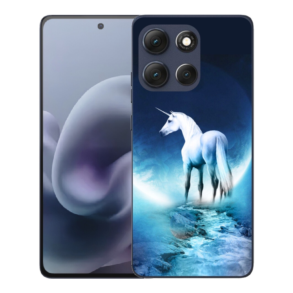 Gélový obal mmCase pre Motorola Moto G86 5G – biely jednorožec