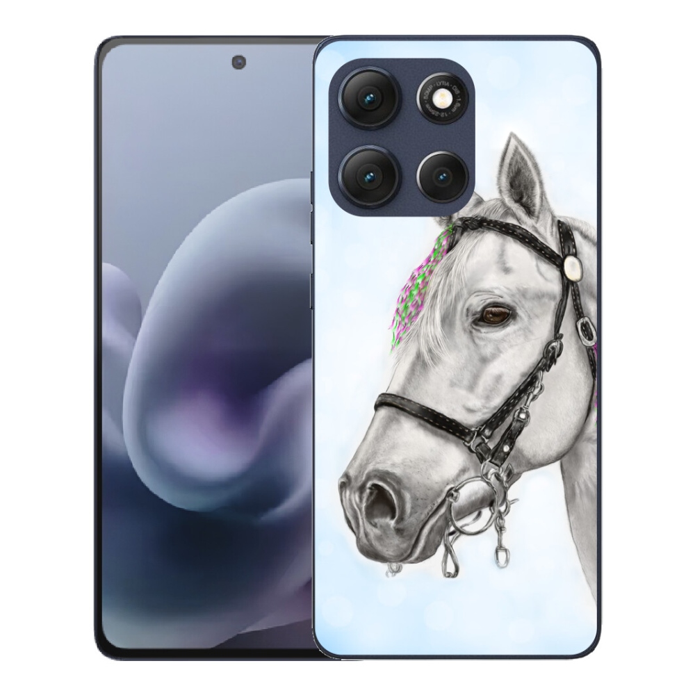 Gélový obal mmCase pre Motorola Moto G86 5G – biely kôň 1