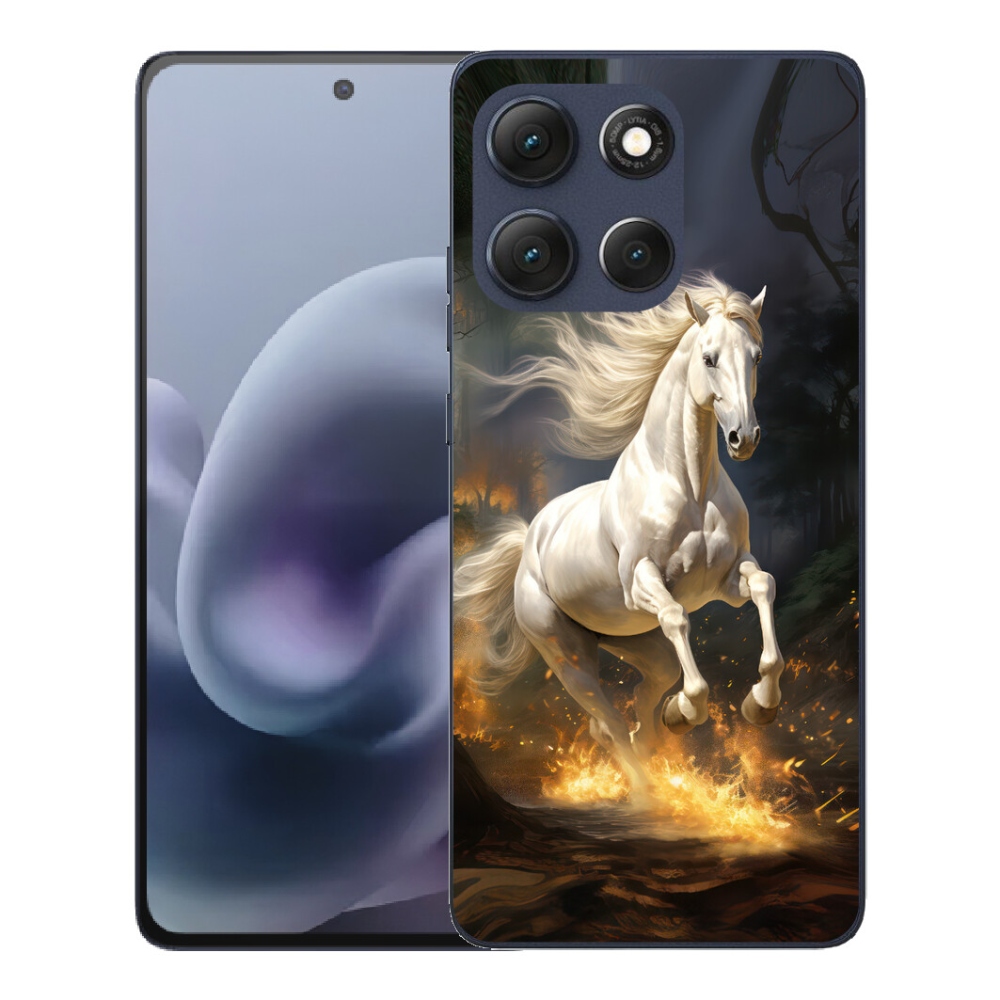 Gélový obal mmCase pre Motorola Moto G86 5G – biely kôň 2