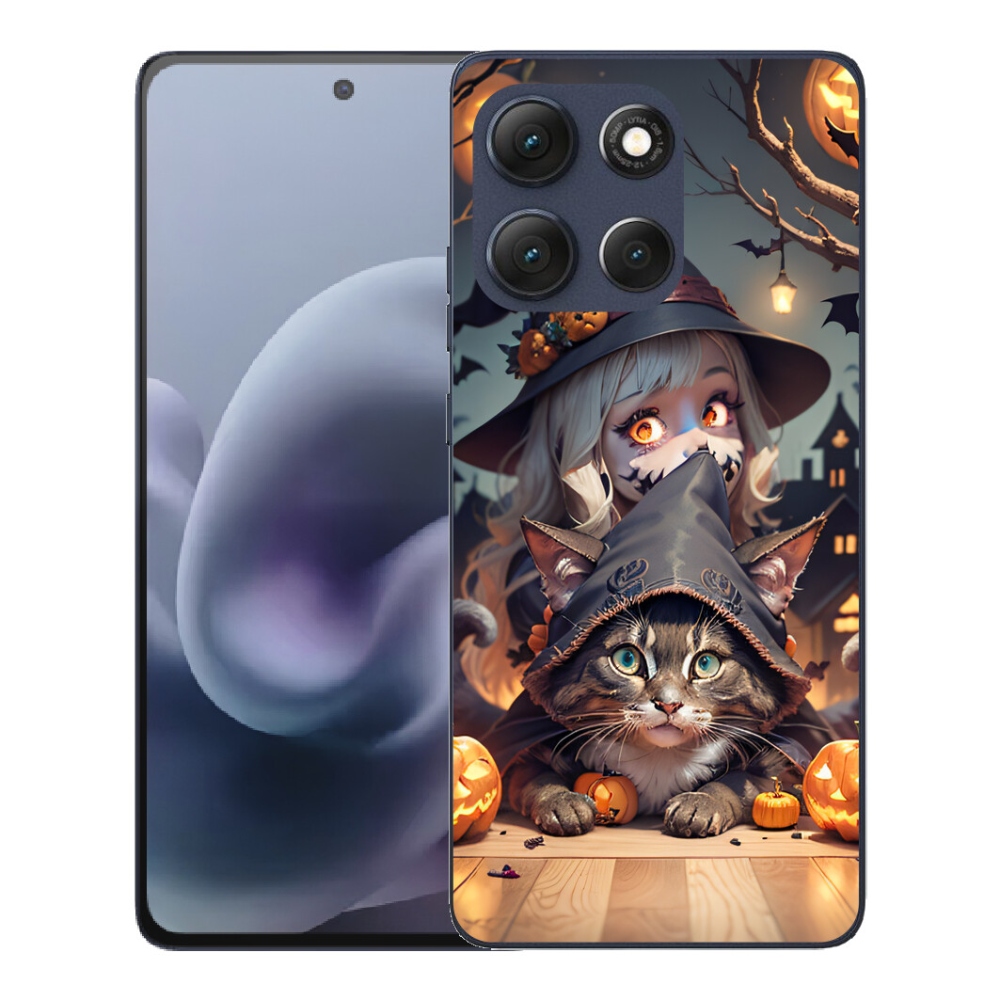 Gélový obal mmCase pre Motorola Moto G86 5G – čarodejnica s mačkou