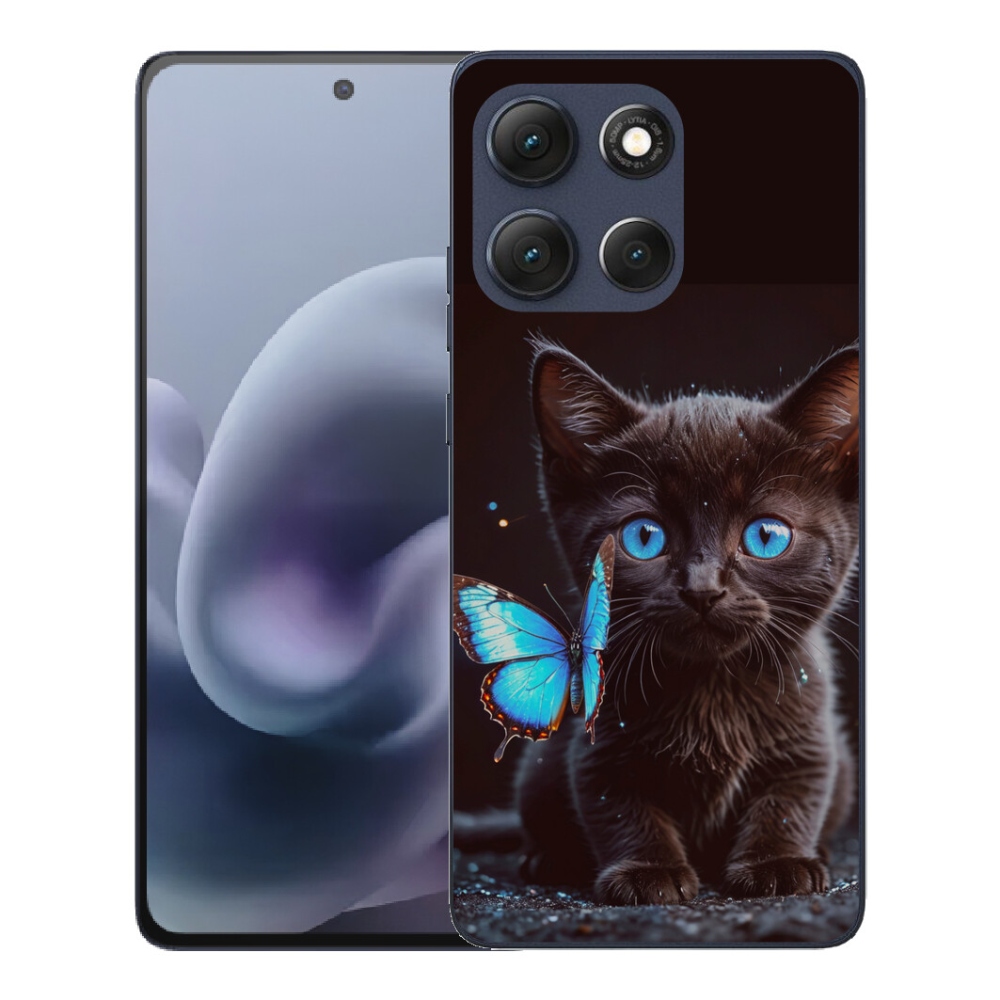 Gélový obal mmCase pre Motorola Moto G86 5G – čierne mačiatko 3