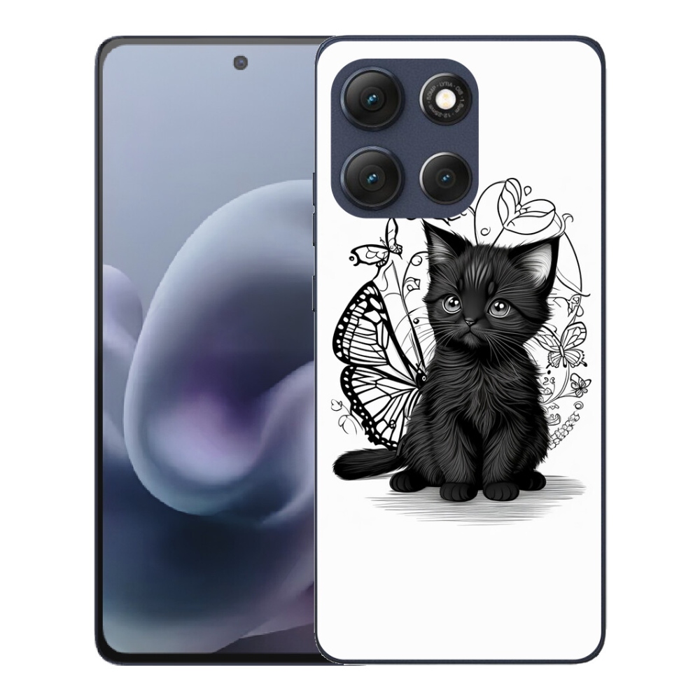 Gélový obal mmCase pre Motorola Moto G86 5G – čierne mačiatko