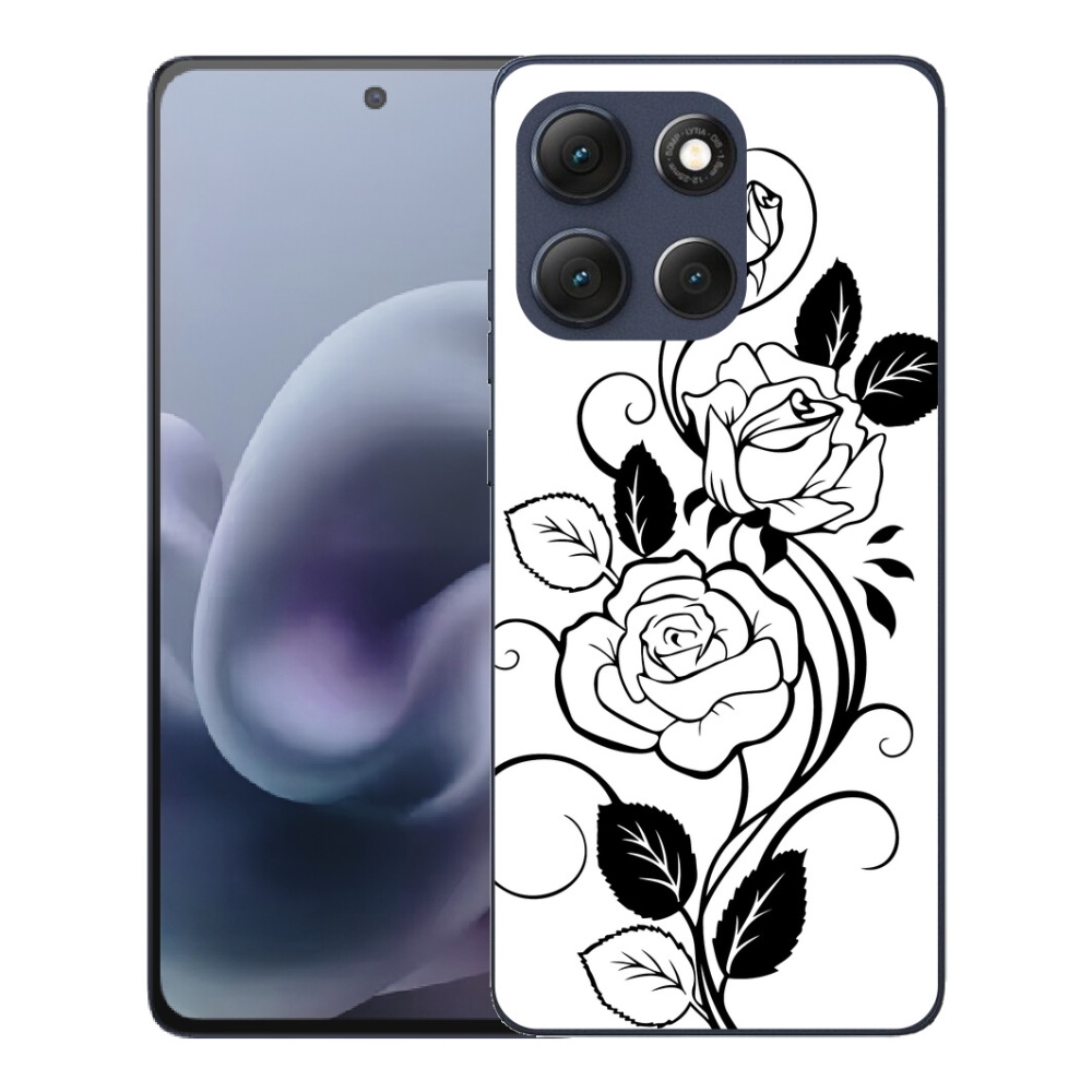 Gélový obal mmCase pre Motorola Moto G86 5G – čierno-biela ruža