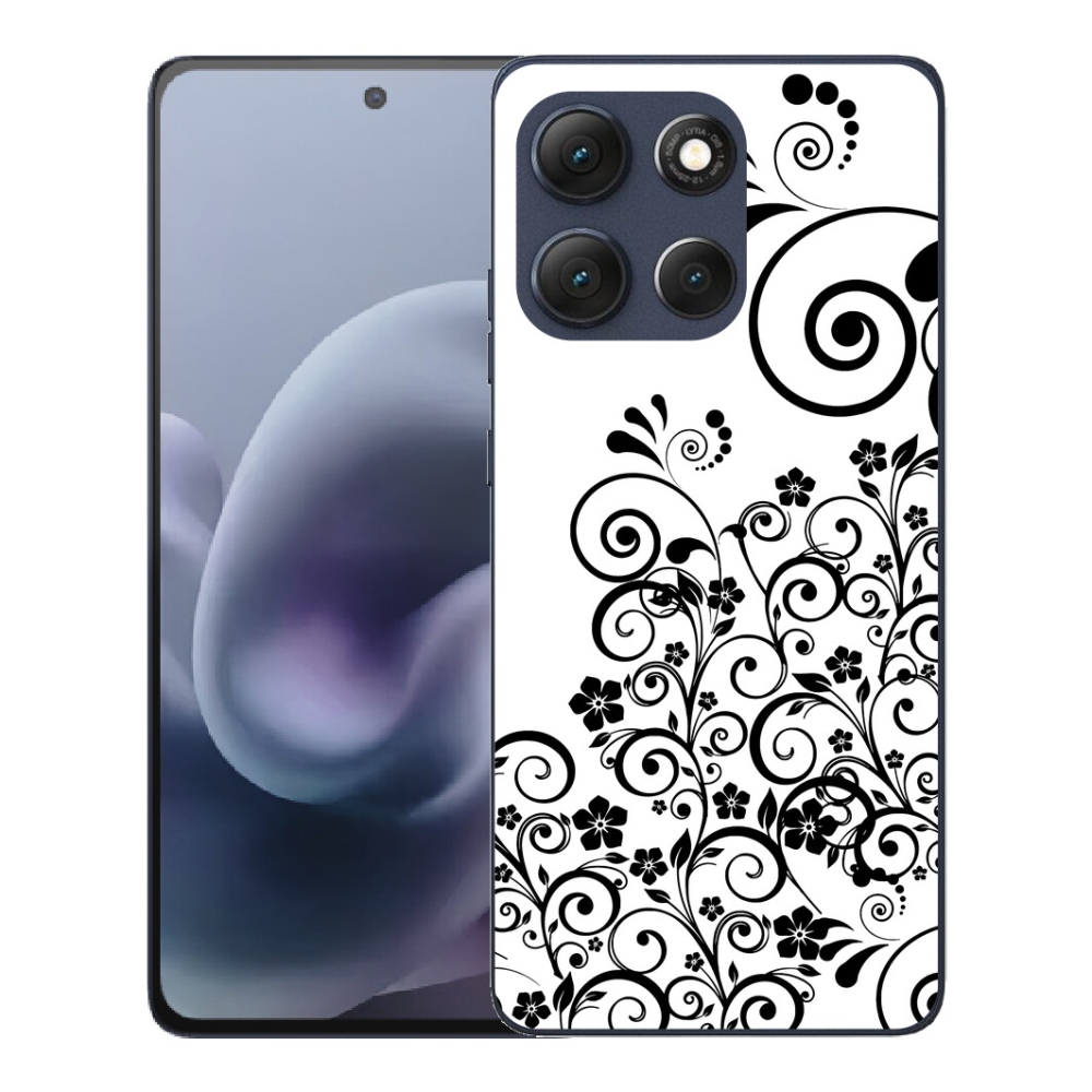 Gélové puzdro mmCase pre Motorola Moto G86 5G – čierno-biele kvetinové vzory