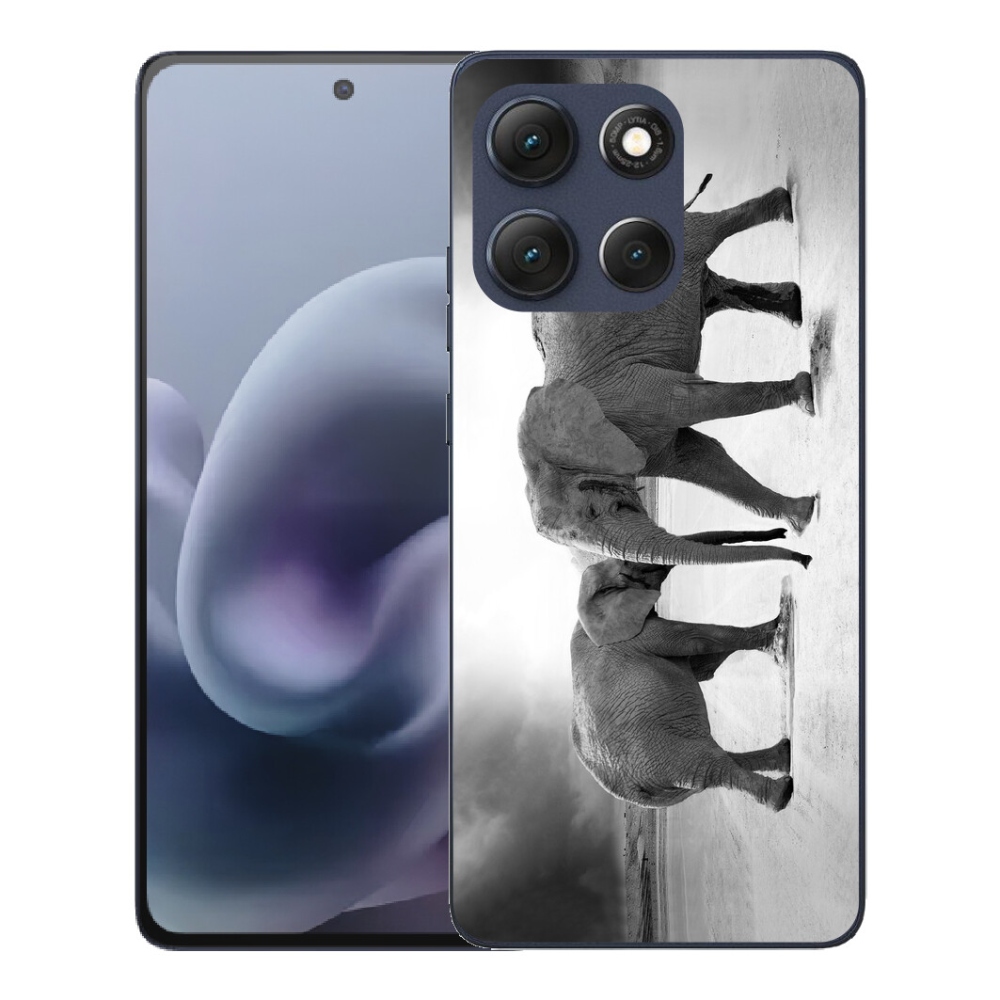 Gélový obal mmCase pre Motorola Moto G86 5G – čierno-biele slony