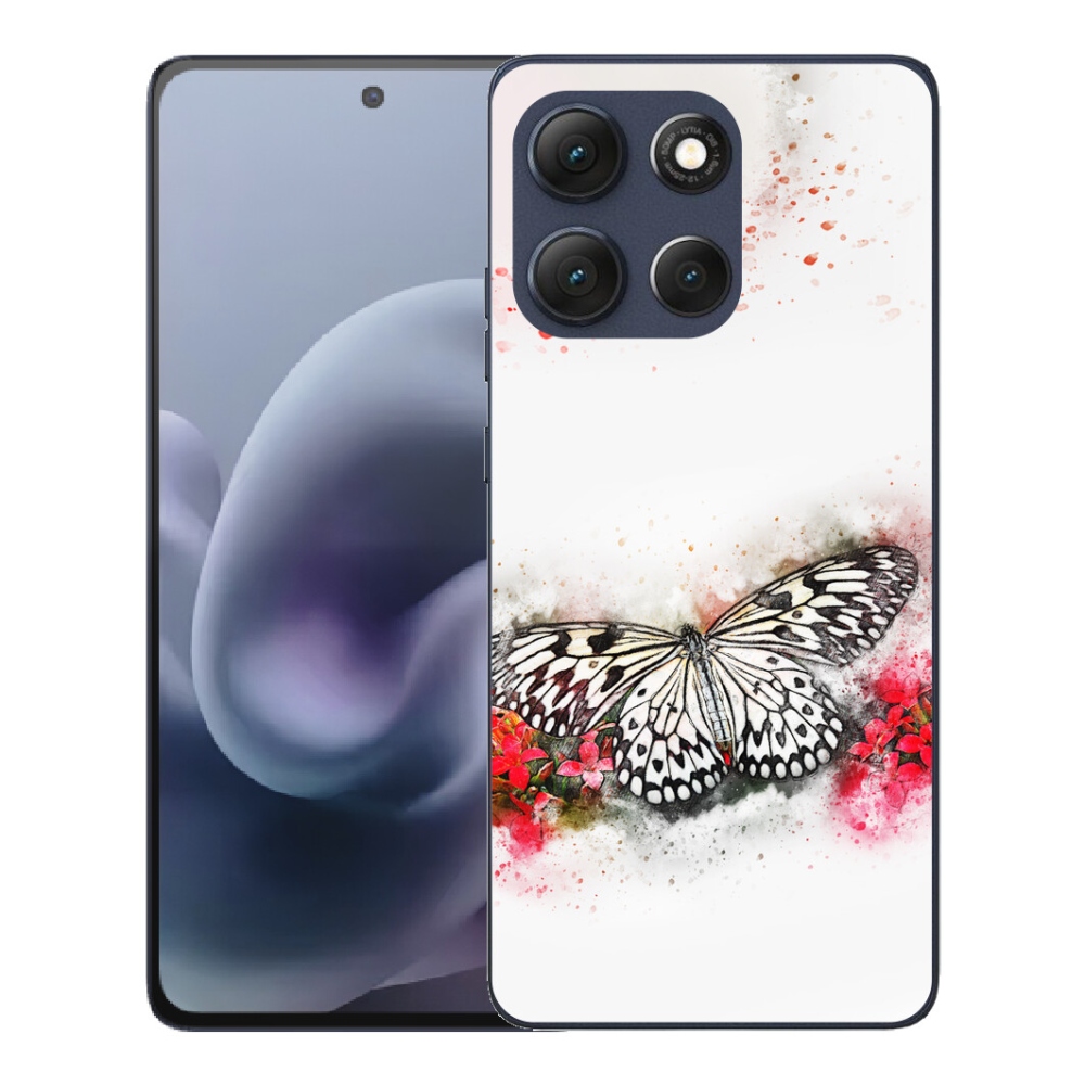 Gélový obal mmCase pre Motorola Moto G86 5G – čierno-biely motýľ