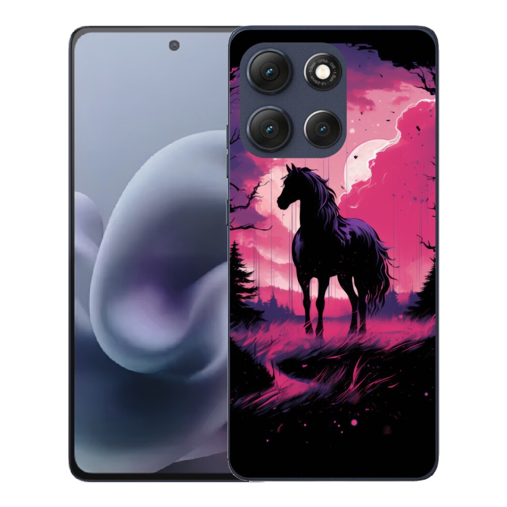 Gélové puzdro mmCase pre Motorola Moto G86 5G – čierny kreslený kôň 1