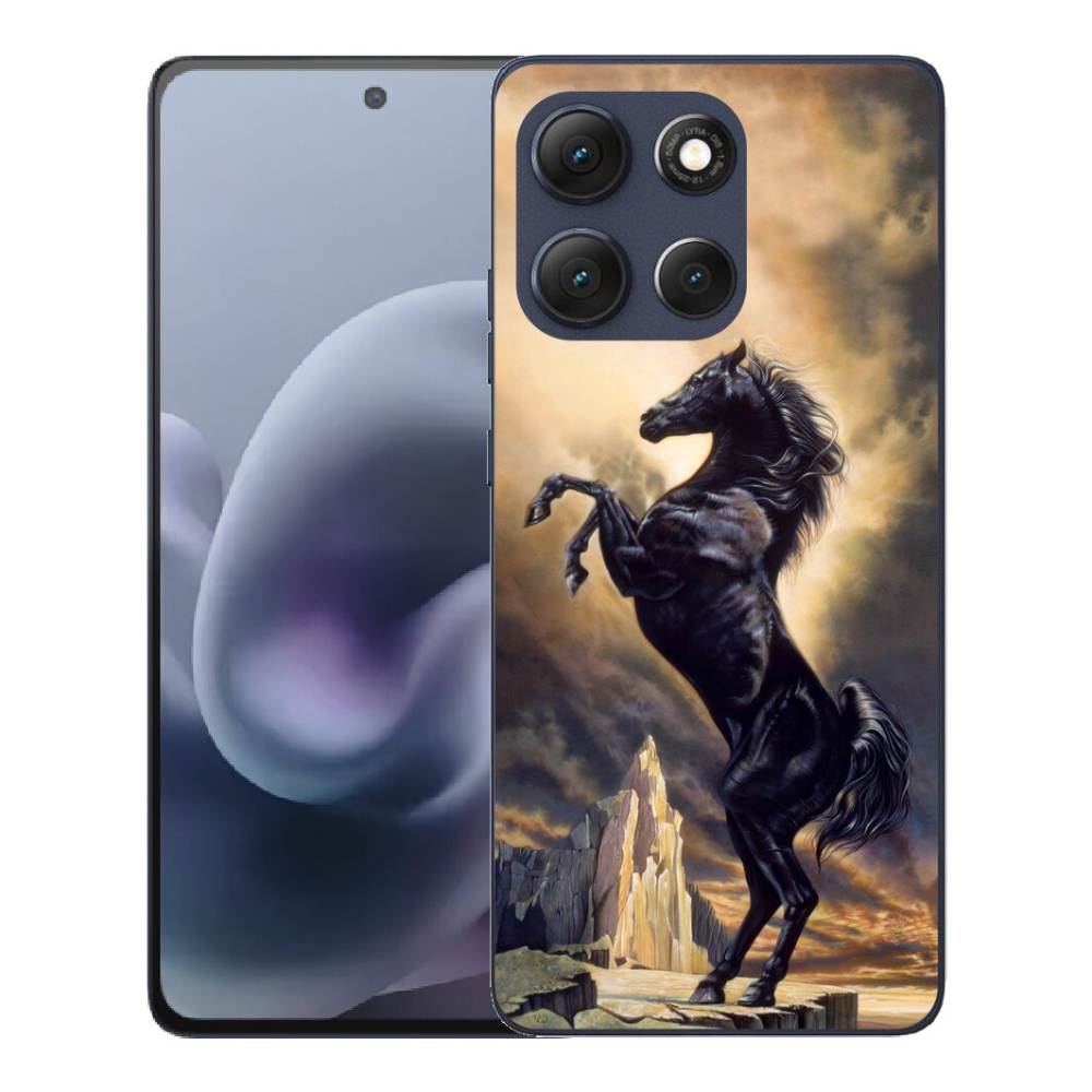 Gélový obal mmCase pre Motorola Moto G86 5G – čierny kreslený kôň