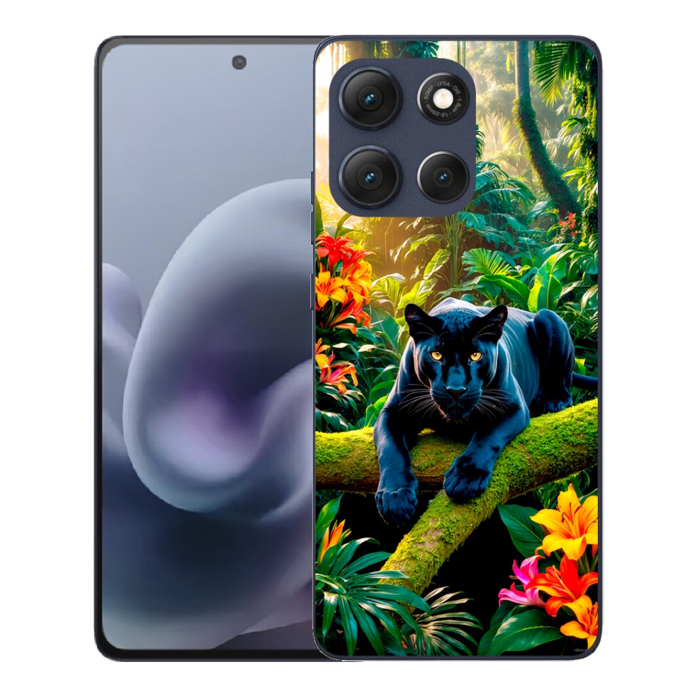 Gélový obal mmCase pre Motorola Moto G86 5G – čierny panter v džungli