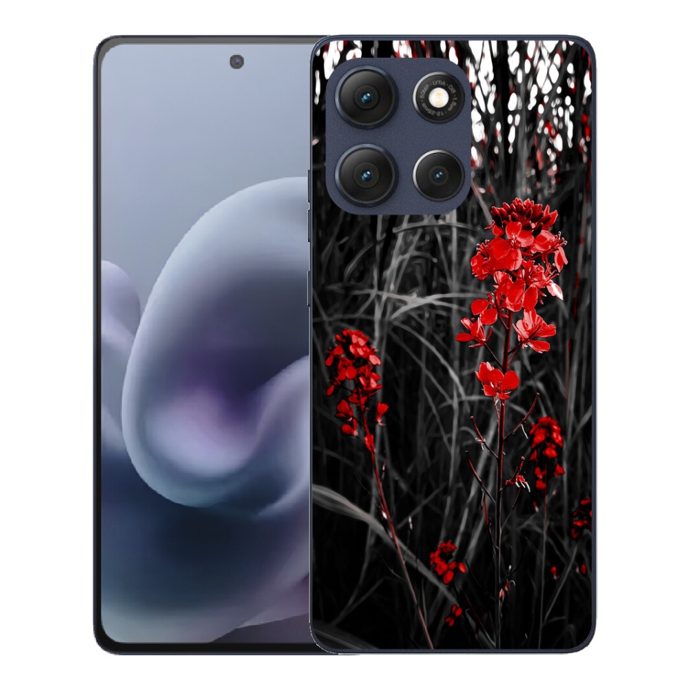 Gélový obal mmCase pre Motorola Moto G86 5G – červená rastlina