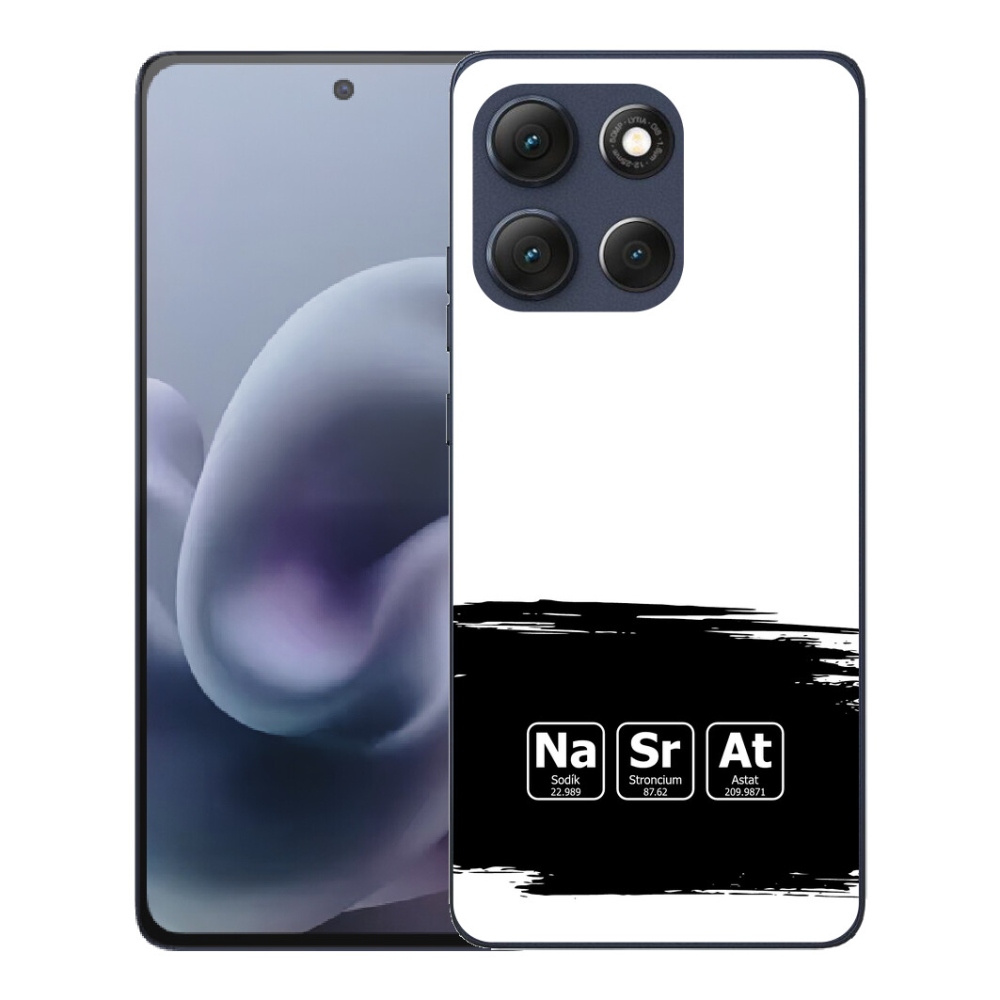 Gélový obal mmCase pre Motorola Moto G86 5G – chemické prvky na čierno-bielom pozadí