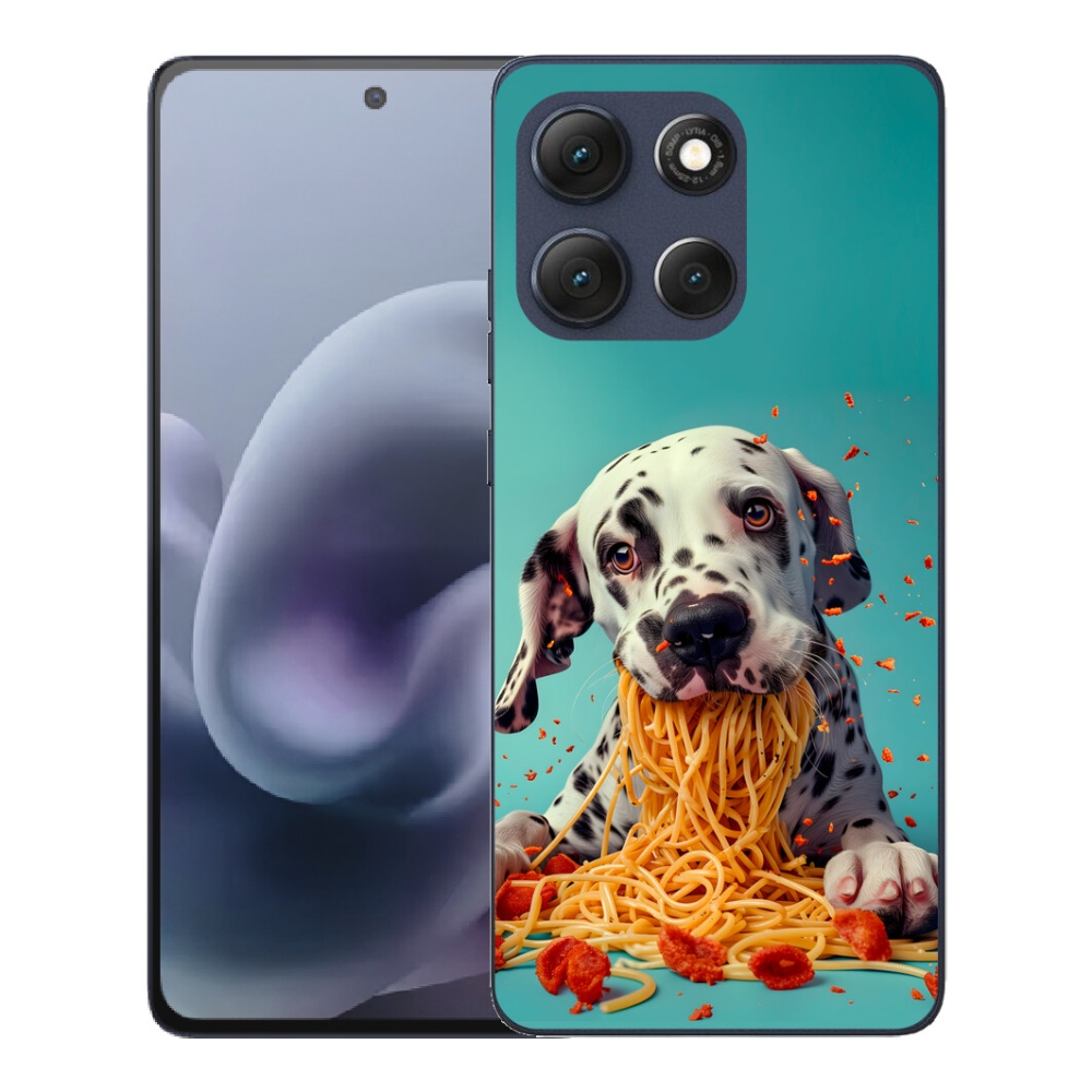 Gélový obal mmCase pre Motorola Moto G86 5G – dalmatín a špagety
