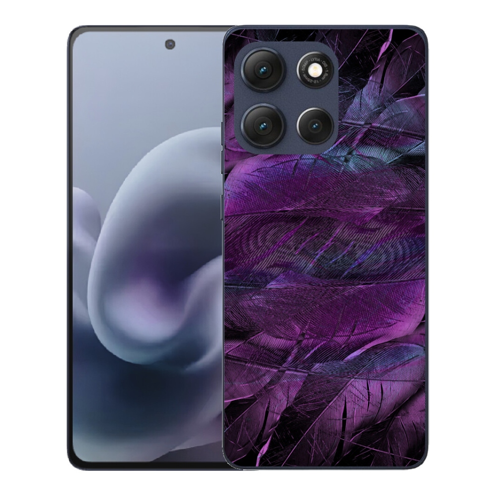Gélový obal mmCase pre Motorola Moto G86 5G – fialové pierka