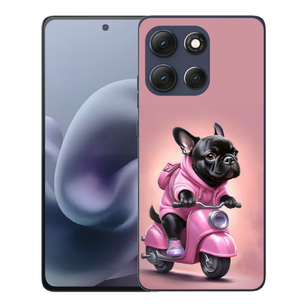 Gélový obal mmCase pre Motorola Moto G86 5G – francúzsky buldoček na skútri