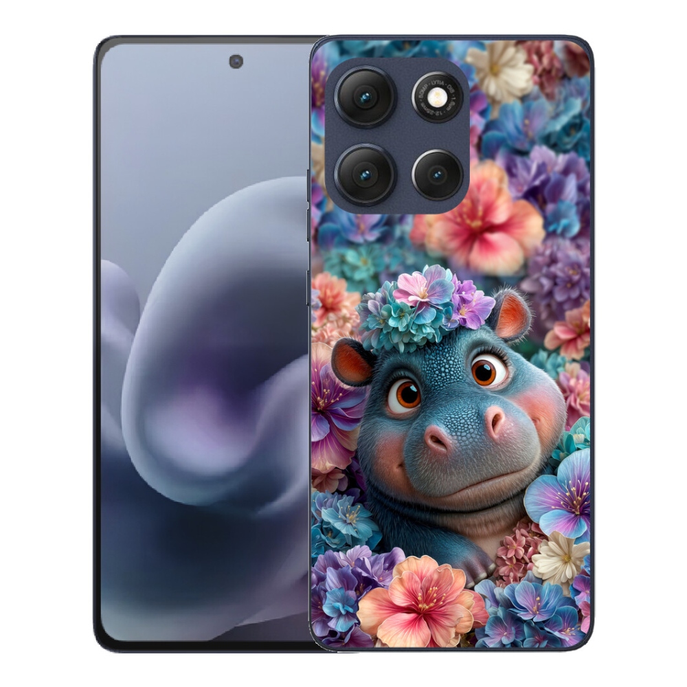 Gélový obal mmCase pre Motorola Moto G86 5G – hroch medzi kvetinami
