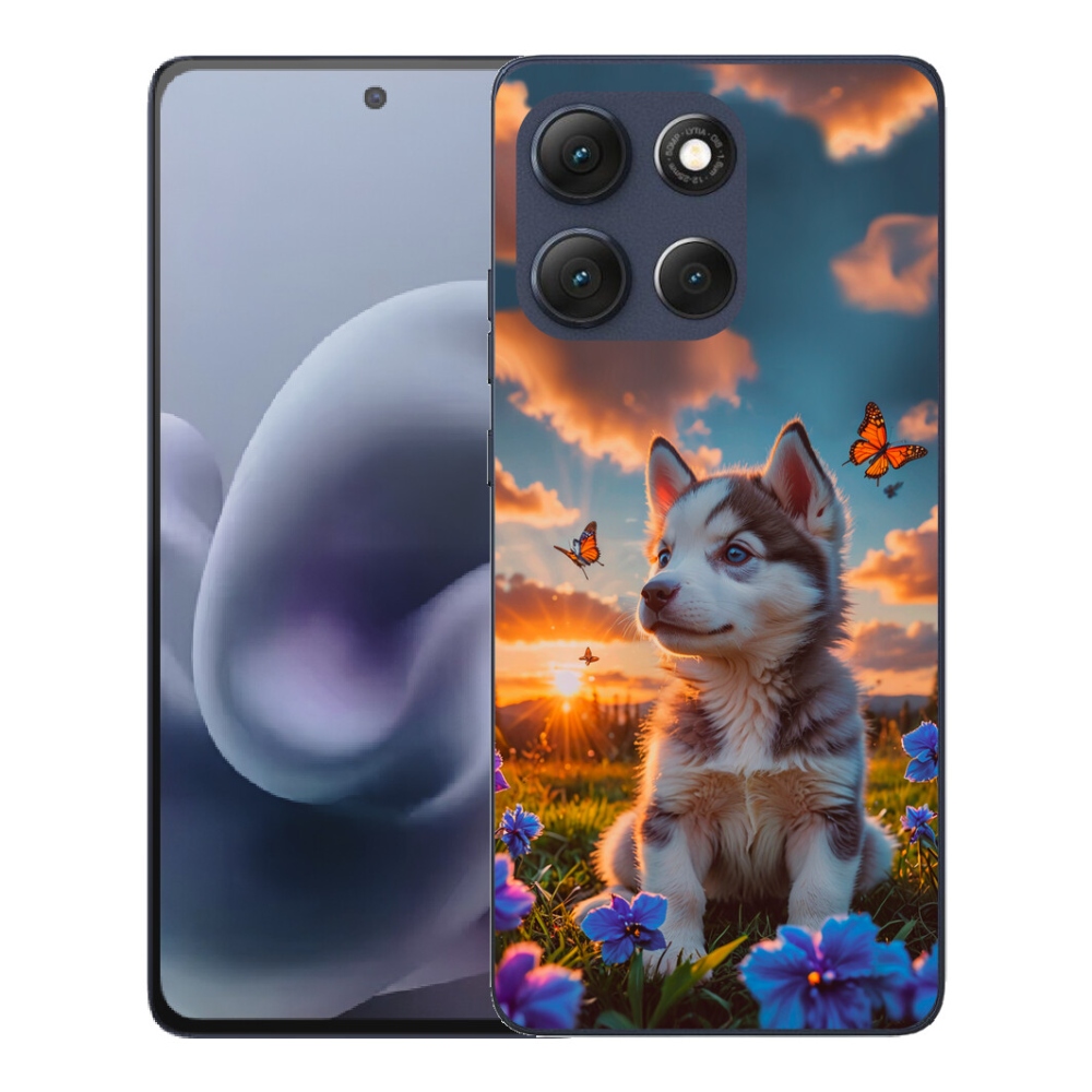 Gélové puzdro mmCase pre Motorola Moto G86 5G – husky pri západe slnka