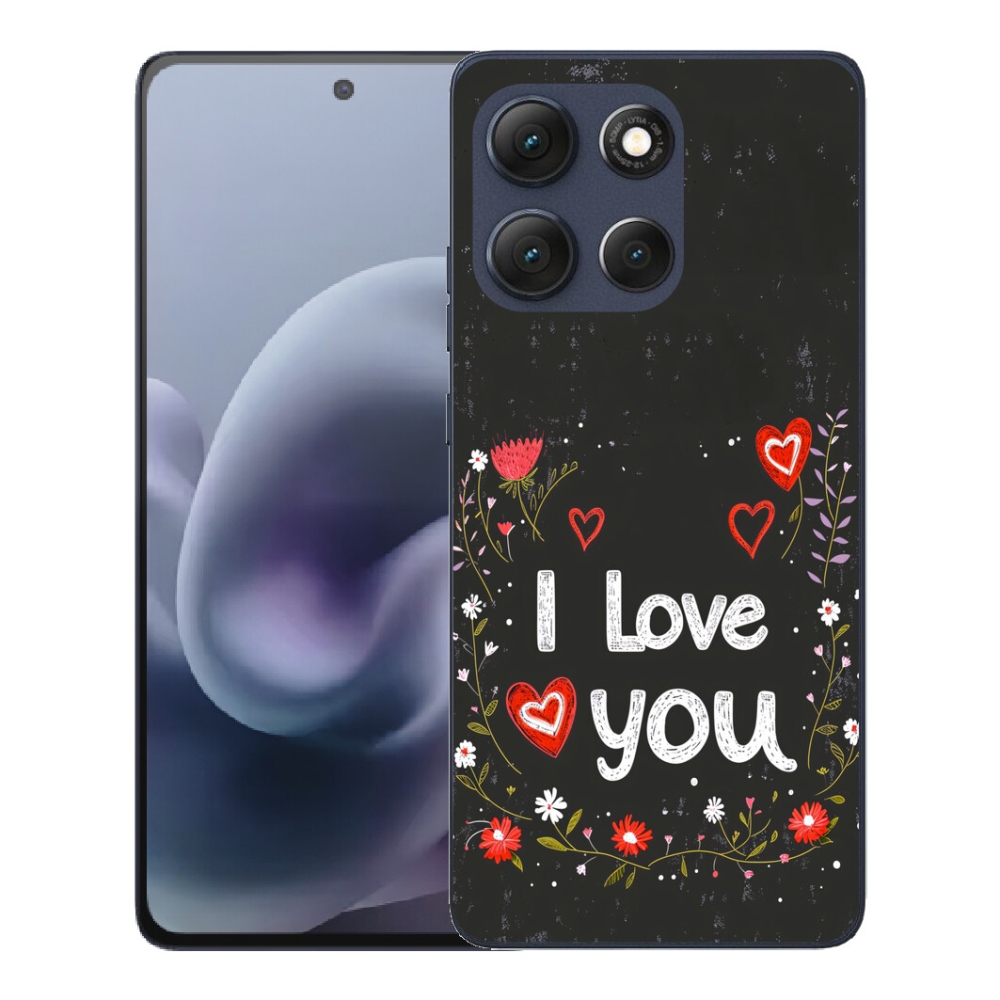 Gélové puzdro mmCase pre Motorola Moto G86 5G – I love you s čiernym pozadím