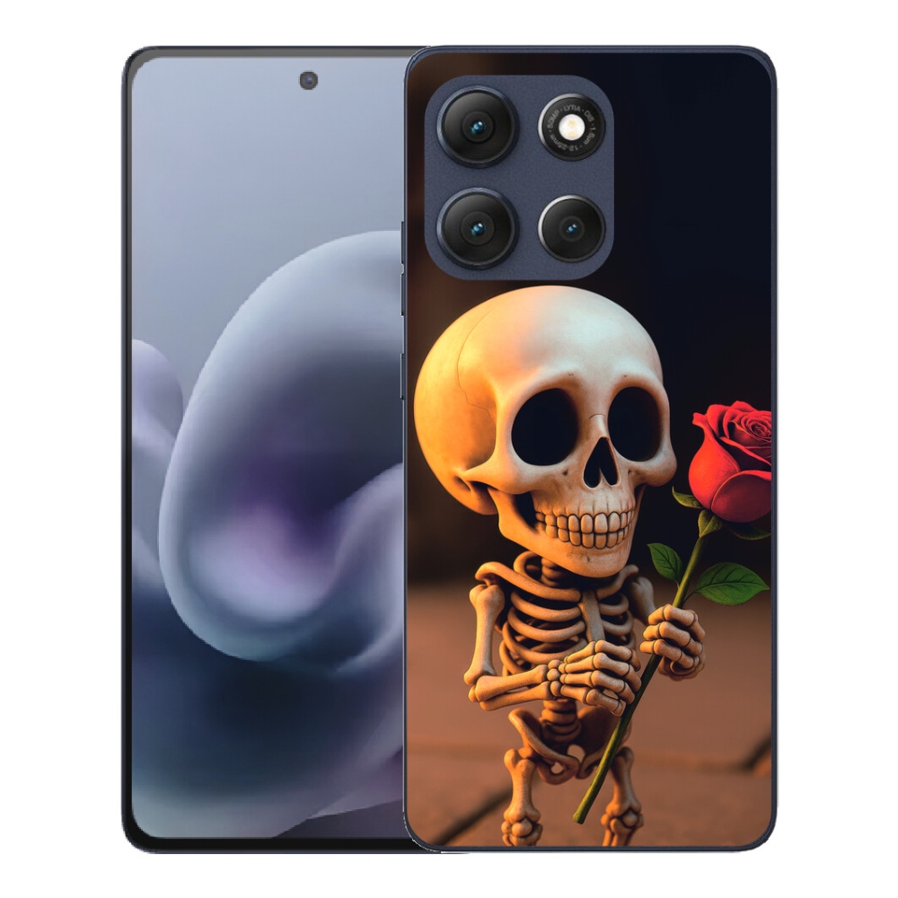 Gélový obal mmCase pre Motorola Moto G86 5G – kostra s ružou