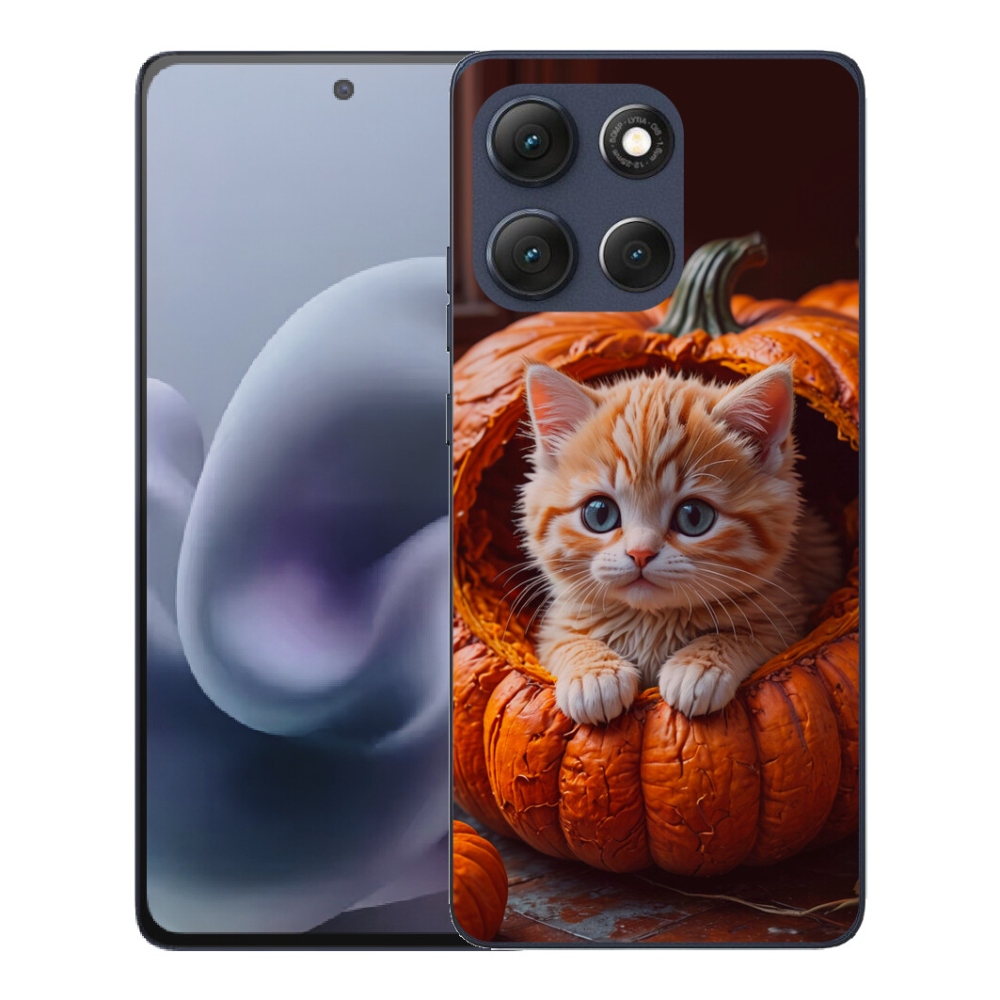 Gélový obal mmCase pre Motorola Moto G86 5G – mačiatko a tekvica 2