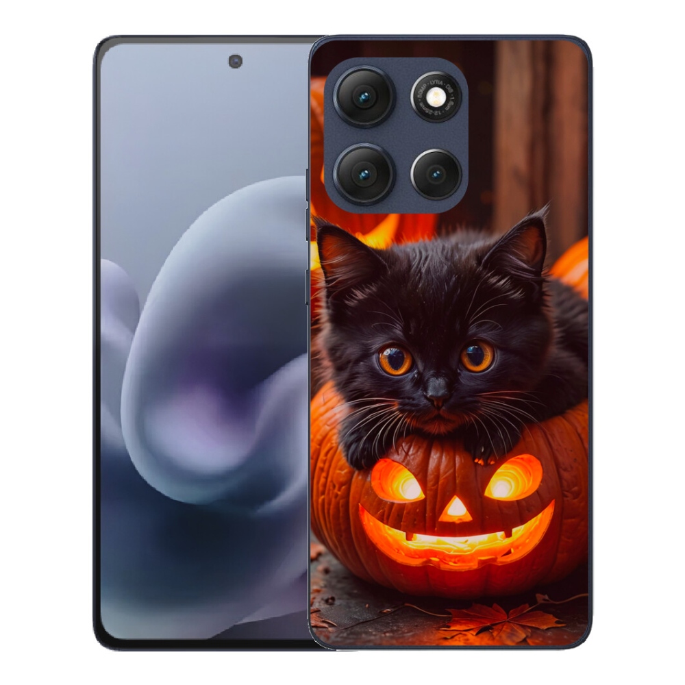 Gélový obal mmCase pre Motorola Moto G86 5G – mačiatko a tekvica