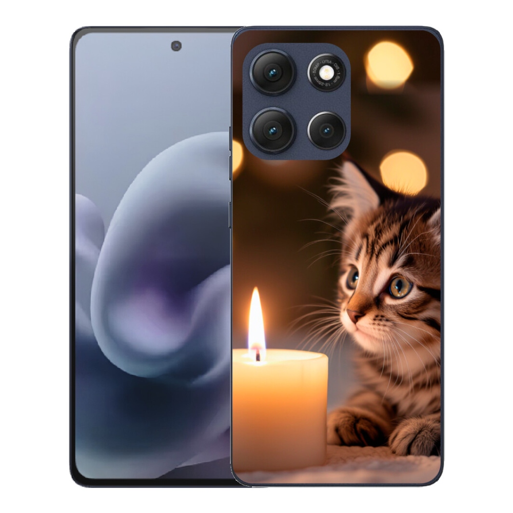 Gélový obal mmCase pre Motorola Moto G86 5G – mačiatko a sviečka