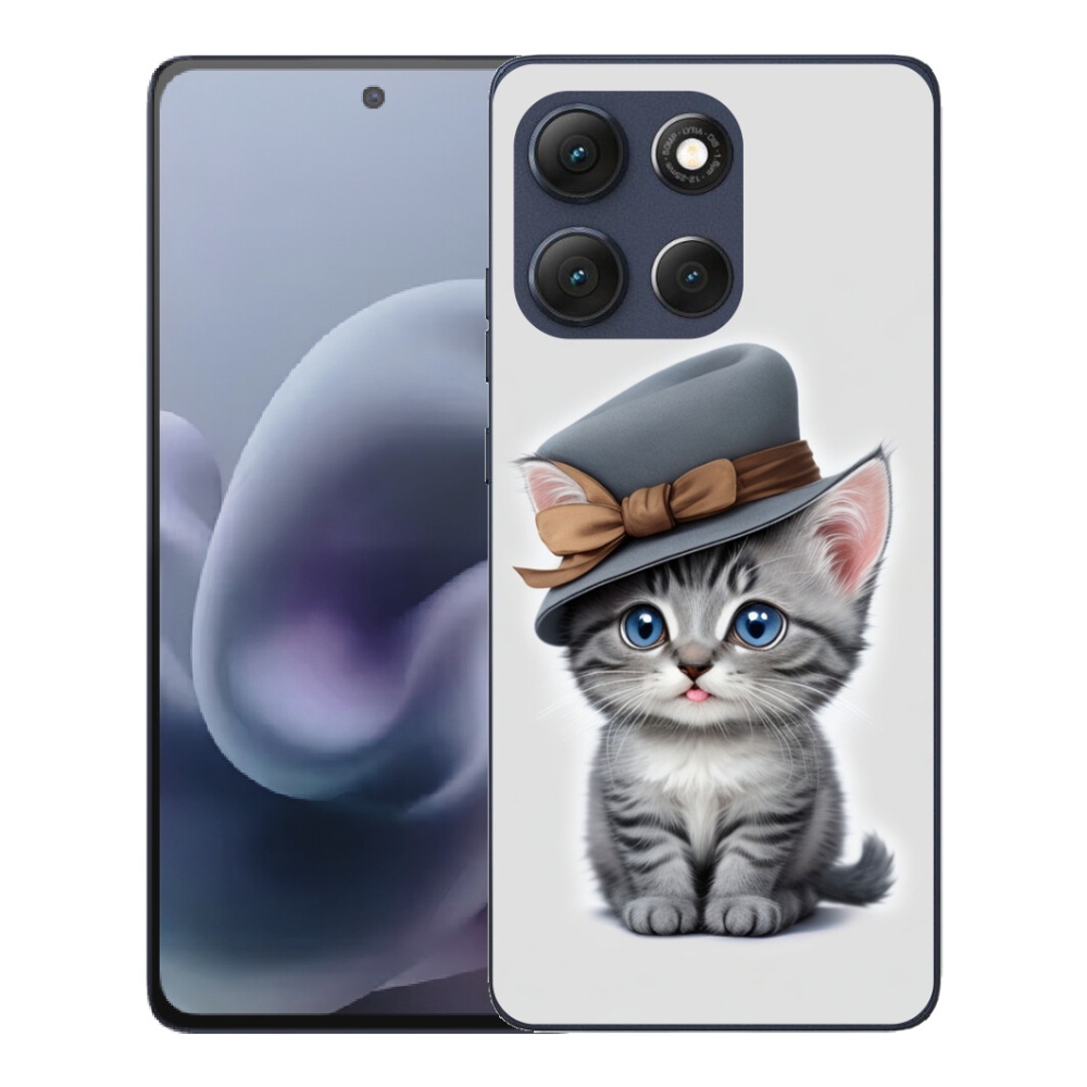 Gélový obal mmCase pre Motorola Moto G86 5G – mačiatko s klobúkom