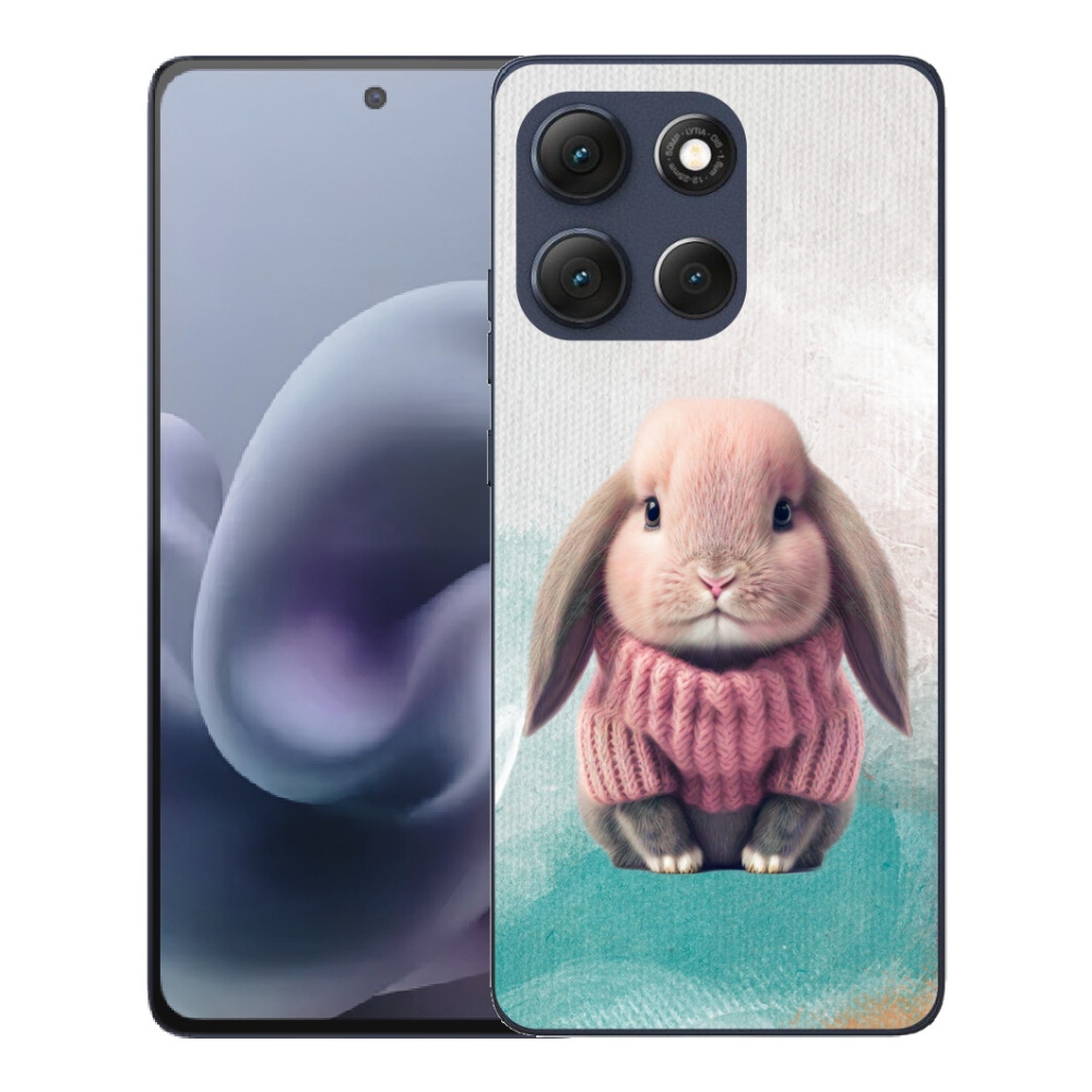 Gélový obal mmCase pre Motorola Moto G86 5G – zajačik v svetri