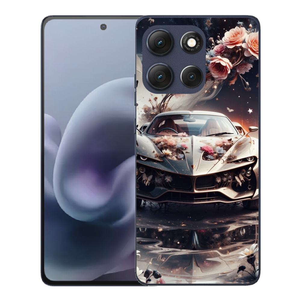 Gélový obal mmCase pre Motorola Moto G86 5G – kvetinový športový automobil