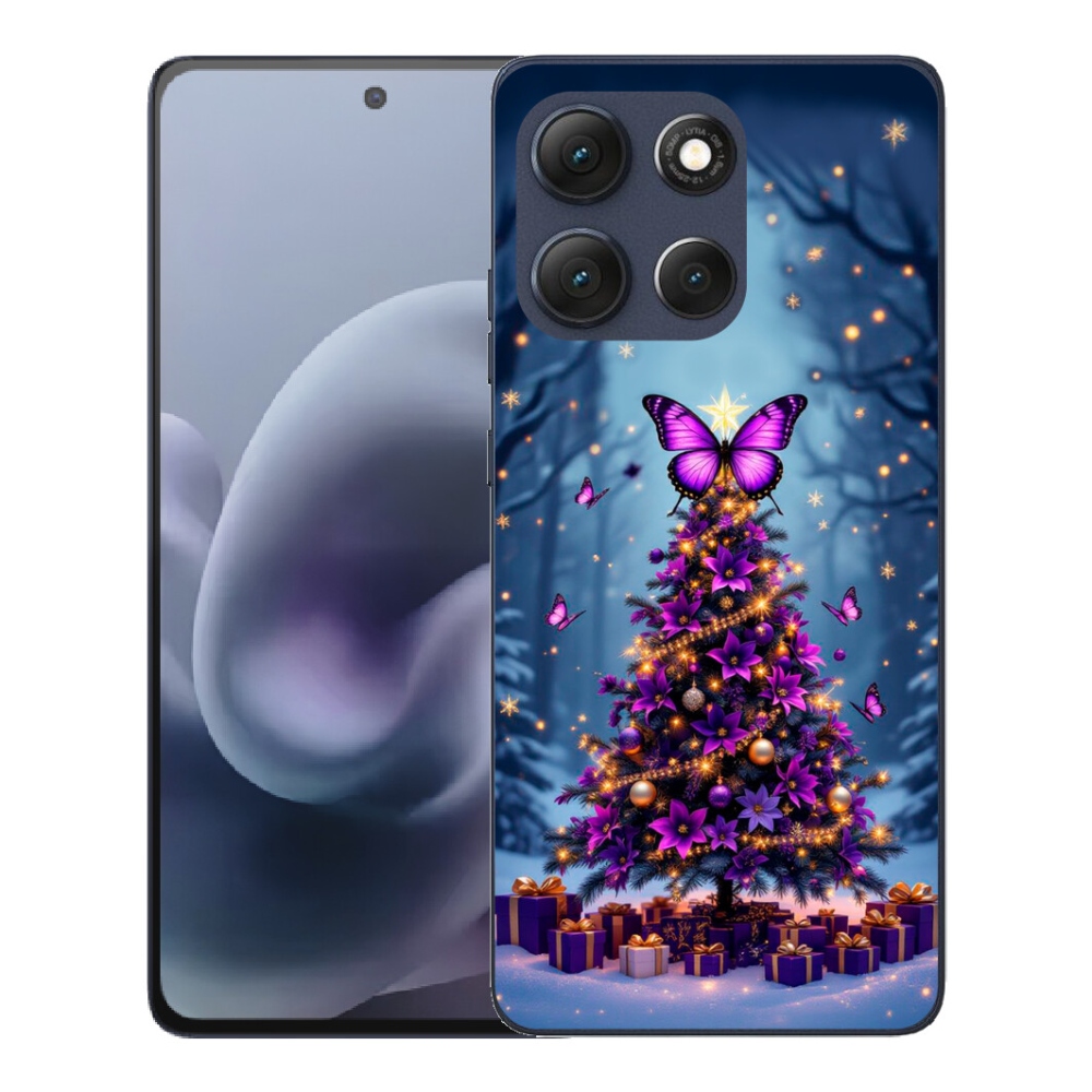 Gélové puzdro mmCase pre Motorola Moto G86 5G – vianočný stromček s motýľmi