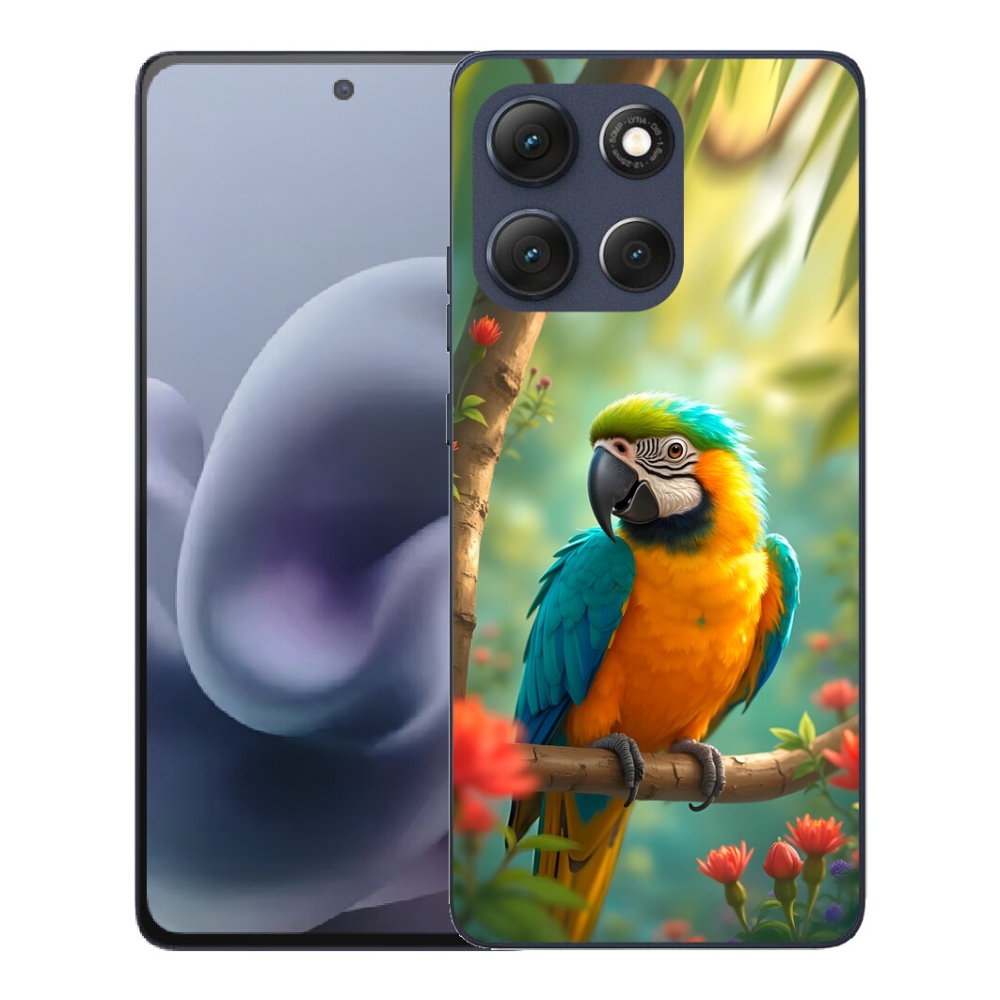 Gélový obal mmCase pre Motorola Moto G86 5G – papagáj ara, modro-žltý