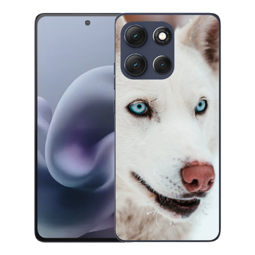 Gélový obal mmCase na Motorola Moto G86 5G – pohľad z perspektívy psa