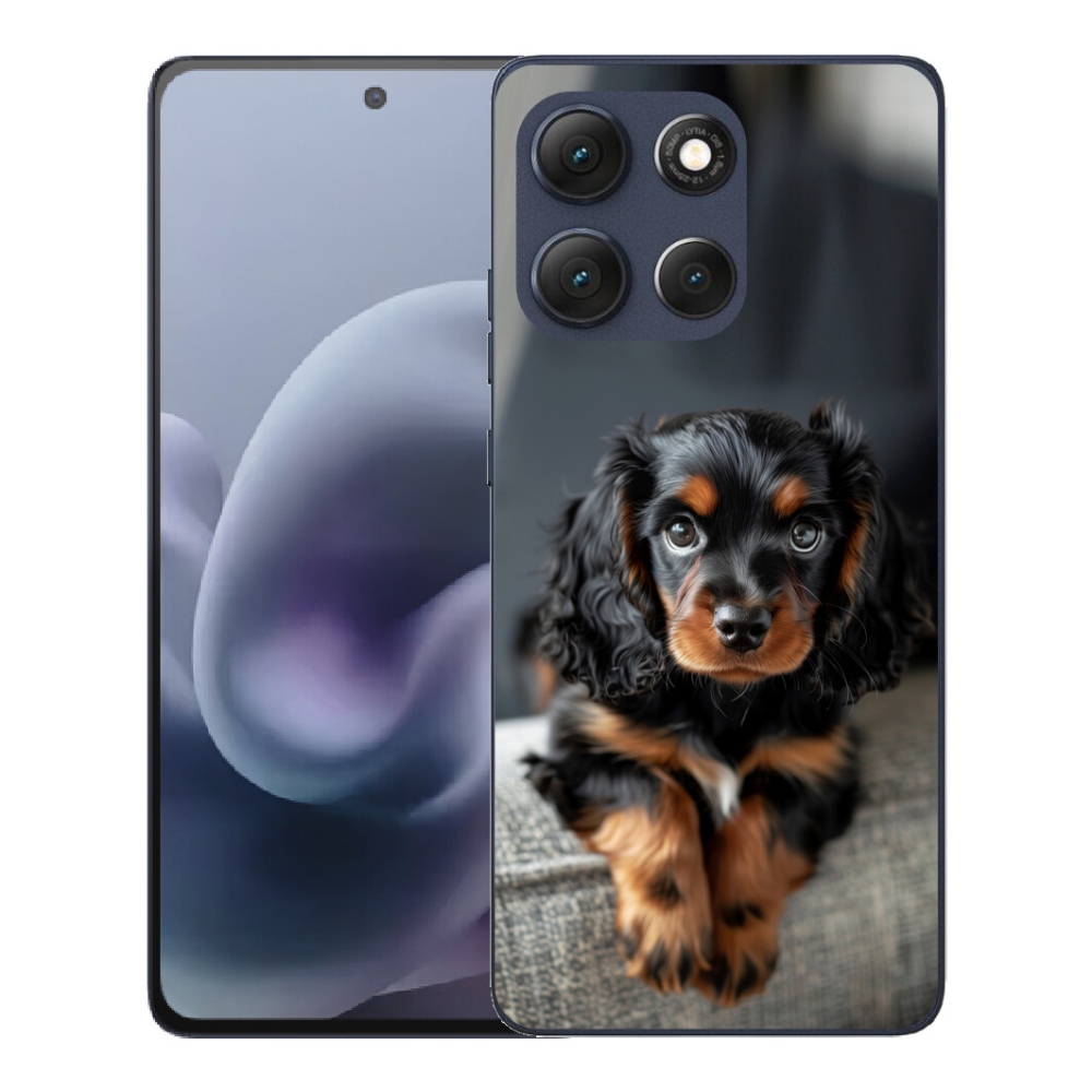 Gélový obal mmCase pre Motorola Moto G86 5G – roztomilý dlhosrstý jazvečík