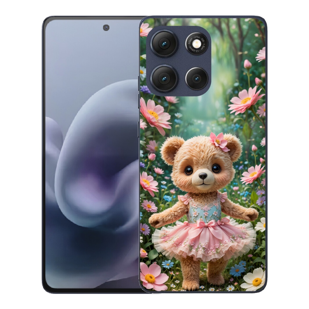 Gélový obal mmCase pre Motorola Moto G86 5G – roztomilý medvedík medzi kvetinami