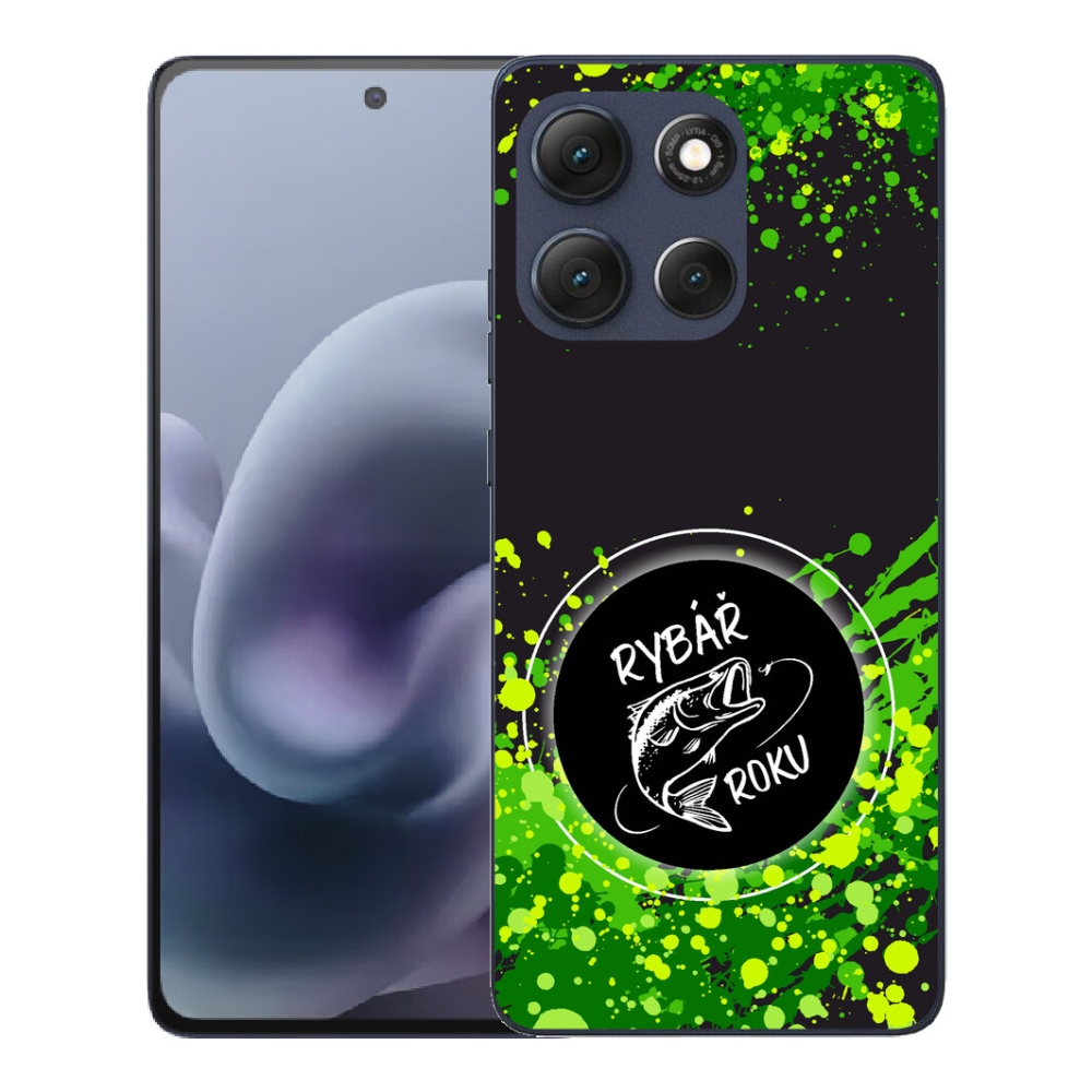 Gélový obal mmCase pre Motorola Moto G86 5G – „Rybár roka“ na čiernom pozadí