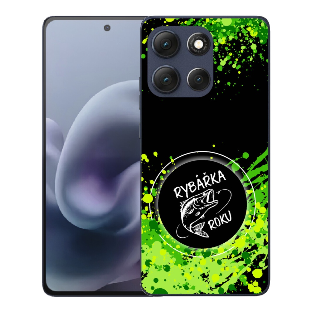Gélový obal mmCase pre Motorola Moto G86 5G – „Rybárka roka“ na čiernom pozadí