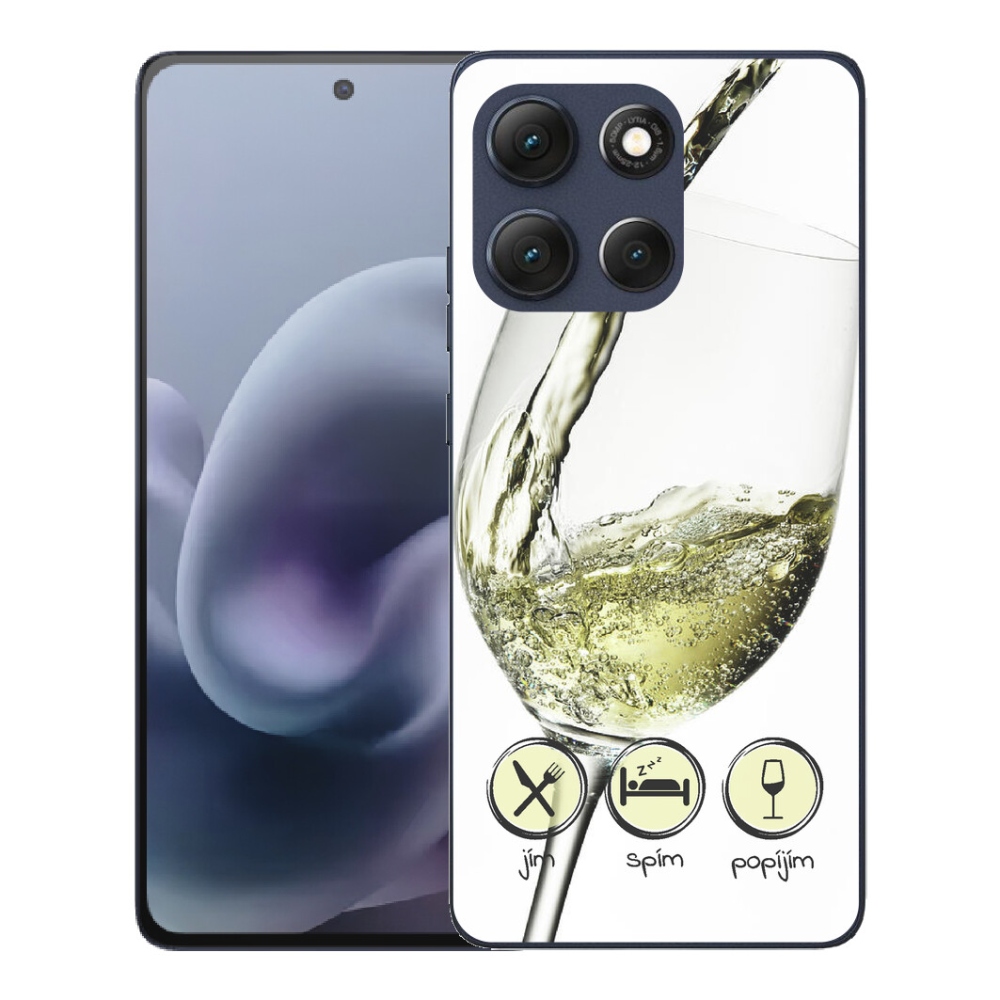 Gélové puzdro mmCase pre Motorola Moto G86 5G – biela farba „sklenka vína“