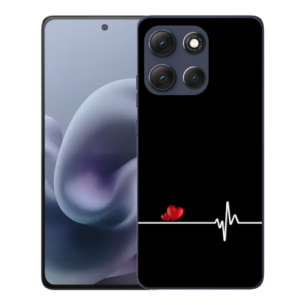 Gélový obal mmCase pre Motorola Moto G86 5G – srdce a pulz na čiernom pozadí
