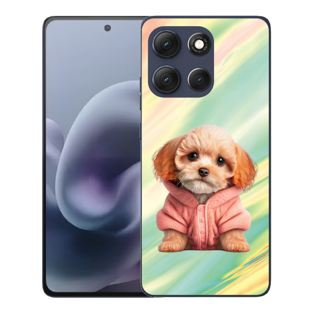 Gélový obal mmCase pre Motorola Moto G86 5G – šteniatko v svetri