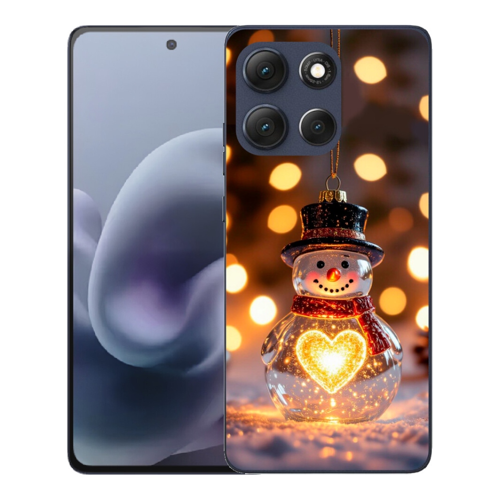 Gélový obal mmCase pre Motorola Moto G86 5G – svietiaci vianočný snehuliak