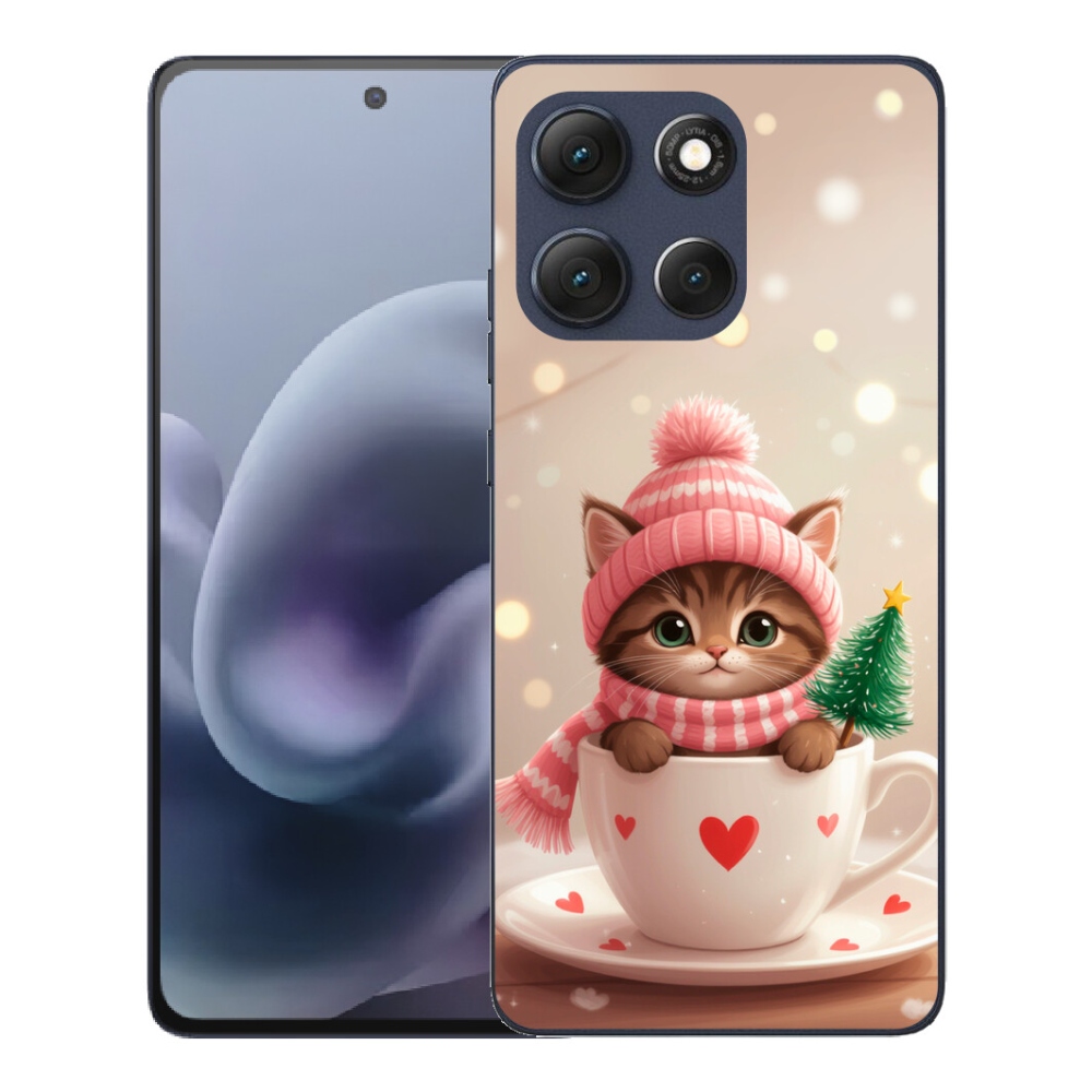 Gélový obal mmCase pre Motorola Moto G86 5G – vianočné mačiatko v šálke
