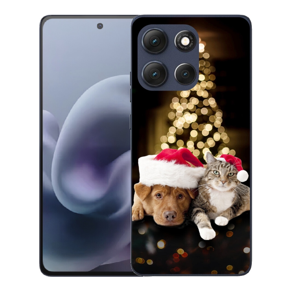 Gélový obal mmCase pre Motorola Moto G86 5G – vianočný psík a mačka